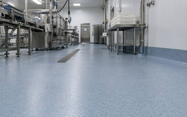 Seamless floor under a food processing line in Kingston